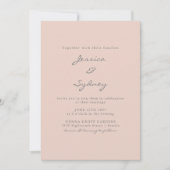 Invitation Mariage de script minimaliste moderne Blush Grey (Devant)