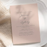 Invitation Mariage de script minimaliste moderne Blush Grey<br><div class="desc">Faire-part de mariage minimaliste moderne de vidage et de script gris</div>