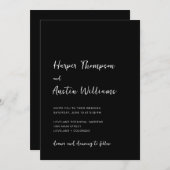 Invitation Mariage de script minimaliste moderne noir blanc (Devant / Derrière)