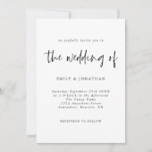 Invitation Mariage de script minimaliste noir et blanc (Devant)