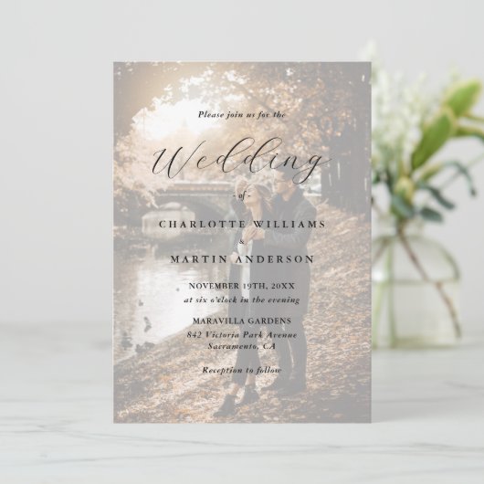 Invitation Mariage de script moderne 2 photo élégant (Debout devant)