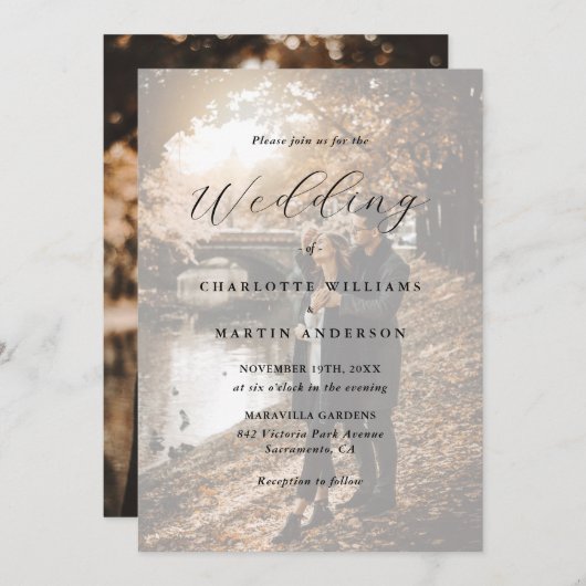 Invitation Mariage de script moderne 2 photo élégant (Devant / Derrière)