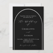 Invitation Mariage de script moderne arche blanche noire (Devant)