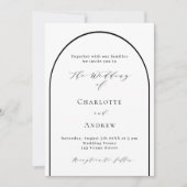 Invitation Mariage de script moderne arche noire blanche (Devant)