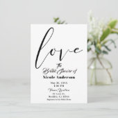 Invitation Mariage de script moderne Black & White LOVE (Debout devant)
