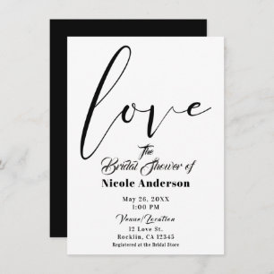 Invitation Mariage de script moderne Black & White LOVE