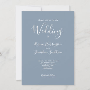 Invitation Mariage de script moderne bleu foncé