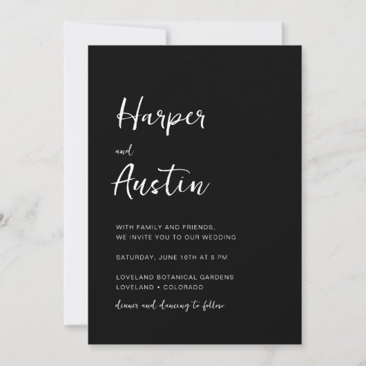 Invitation Mariage de script moderne de code QR (Devant)
