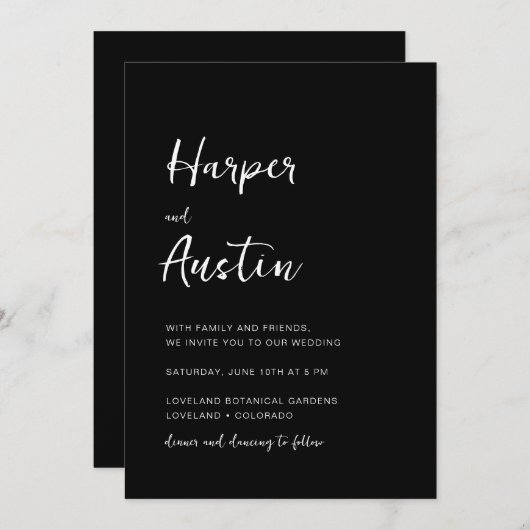 Invitation Mariage de script moderne de code QR (Devant / Derrière)