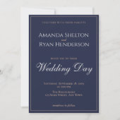 Invitation Mariage de script moderne élégant de minuit bleu (Devant)