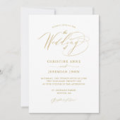 Invitation Mariage de script moderne en or blanc simple (Devant)