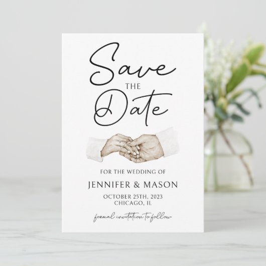 Invitation Mariage de script moderne minimal enregistrer la d (Debout devant)