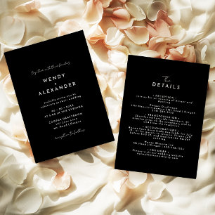Invitation Mariage de script moderne noir All In One Détails 