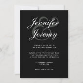 Invitation Mariage de script moderne noir élégant blanc gris (Devant)