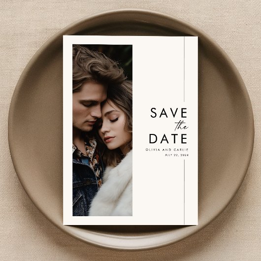 Invitation Mariage de script moderne photo Enregistrer la dat