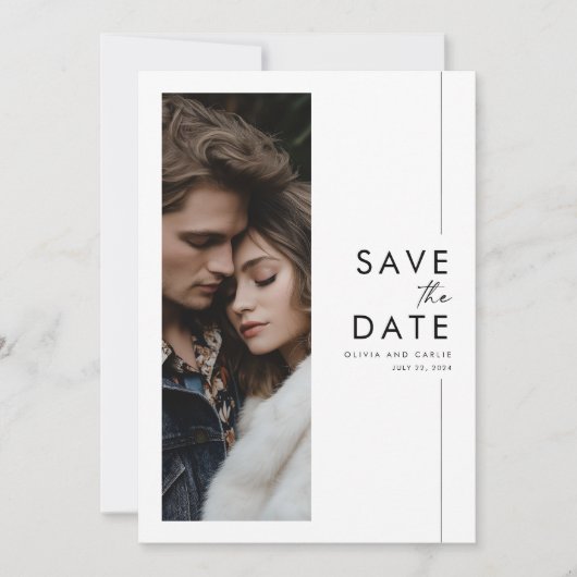 Invitation Mariage de script moderne photo Enregistrer la dat (Devant)