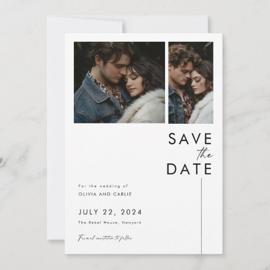 Invitation Mariage de script moderne photo Enregistrer la dat (Dos)