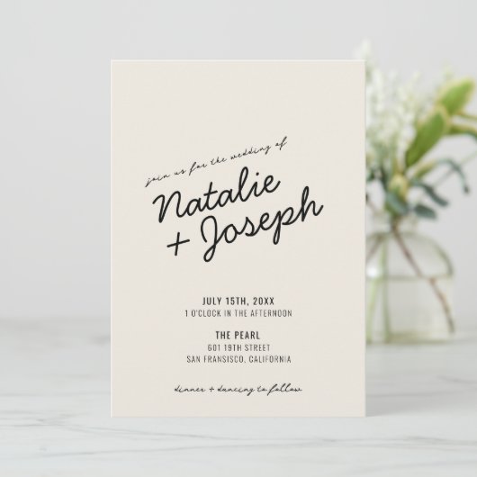 Invitation Mariage de script moderne rétro amusant Whimsical (Debout devant)