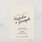 Invitation Mariage de script moderne rétro amusant Whimsical (Devant / Derrière)