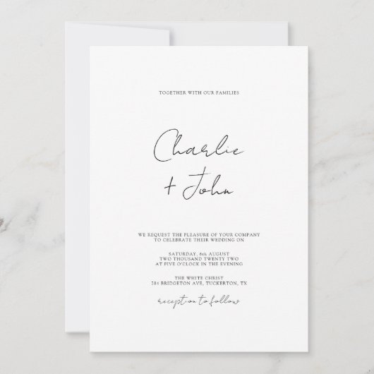 Invitation Mariage de script moderne simple (Devant)