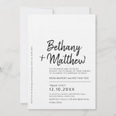 Invitation Mariage de script mono minimaliste (Devant)