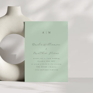 Invitation Mariage de script Monogram Pistachio Classic