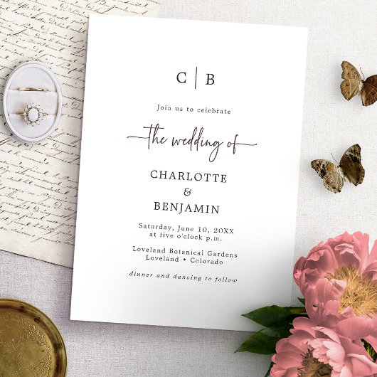 Invitation Mariage de script Monogramme