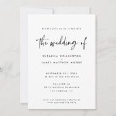 Invitation Mariage de script noir blanc minimal manuscrit (Devant)