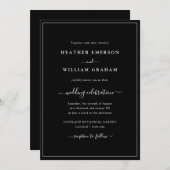 Invitation Mariage de script noir et blanc (Devant / Derrière)