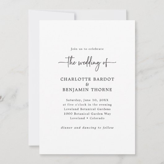 Invitation Mariage de script noir et blanc (Devant)