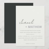 Invitation Mariage de script noir et blanc minimaliste modern (Devant / Derrière)