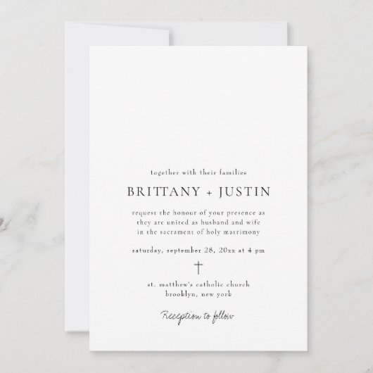 Invitation Mariage de script noir moderne breton avec RSVP (Devant)