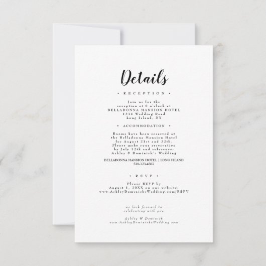 Invitation Mariage de script noir tout en un (Dos)