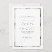 Invitation Mariage de script officiel de cadre noir et Marbre (Devant)