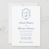 Invitation Mariage de script officiel de la crête de monogram (Devant)