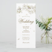 Invitation Mariage de script or en fleurs blanches florales (Debout devant)