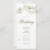 Invitation Mariage de script or en fleurs blanches florales (Devant)