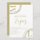 Invitation Mariage de script or Faux Abstrait Rings (Devant / Derrière)