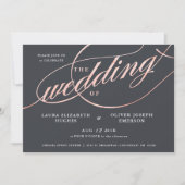 Invitation Mariage de script or Rose moderne simple (Devant)