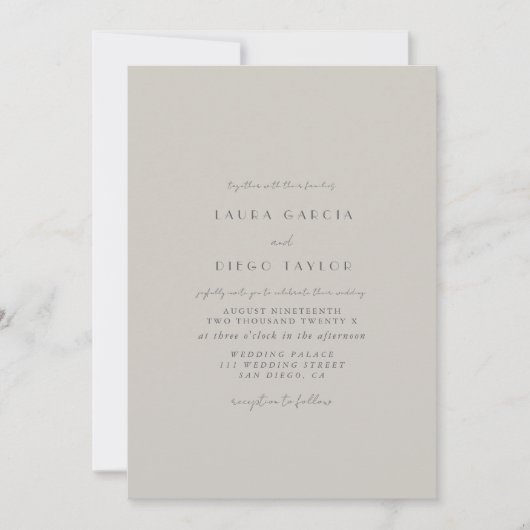 Invitation Mariage de script Pastel Grey (Devant)