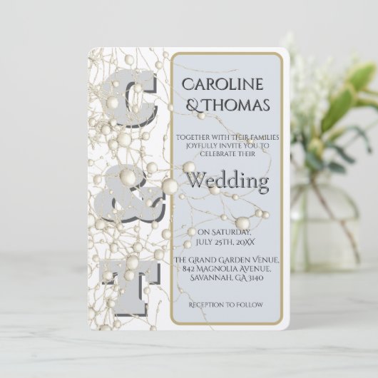 Invitation Mariage de script Pearl Gold non conformiste moder (Debout devant)