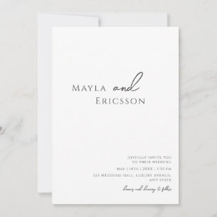 Invitation Mariage de script photo Décontracté minimaliste Wh