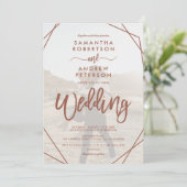 Invitation Mariage de script photo simple avec cadre en bois  (Debout devant)