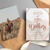 Invitation Mariage de script photo simple avec cadre en bois 