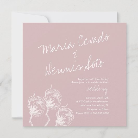 Invitation Mariage de script Plante en coton botanique I (Devant)