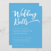 Invitation Mariage de script pour cloches bleu ciel mignonne  (Devant / Derrière)