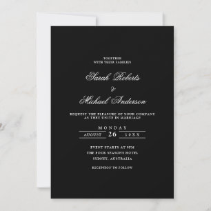 Invitation Mariage de script romantique minimaliste noir