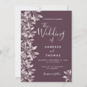 Invitation Mariage de script rose botanique de Cassis (Devant)
