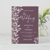 Invitation Mariage de script rose botanique de Cassis (Debout devant)