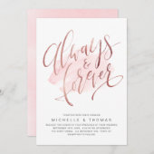 Invitation Mariage De Script rose Gold Blush Toujours Et Fore (Devant / Derrière)